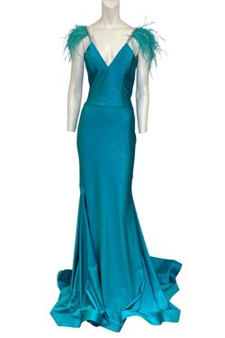 Style 904 Jessica Angel Green Size 4 Feather 904 Mermaid Dress on Queenly