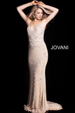 Style 57612 Jovani Nude Size 8 57612 50 Off V Neck Train Mermaid Dress on Queenly