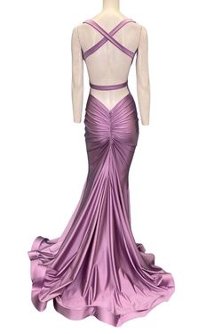 Style 737 Jessica Angel Purple Size 4 Black Tie Plunge Straight Dress on Queenly