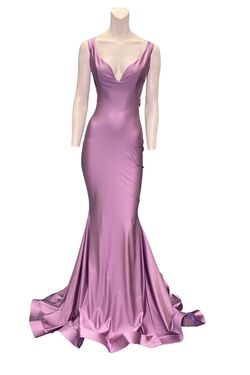 Style 737 Jessica Angel Purple Size 4 V Neck Plunge Straight Dress on Queenly