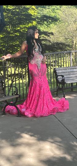 Tania casini Pink Size 12 Floor Length Jersey Halter Mermaid Dress on Queenly
