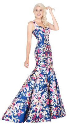 Style 79136 Mac Duggal Multicolor Size 4 Sweetheart Satin Mermaid Dress on Queenly