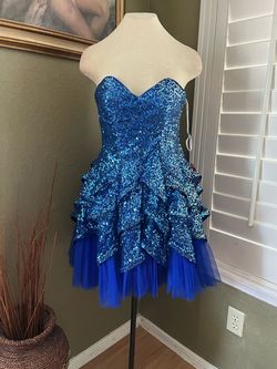 Cinderella Divine Blue Size 4 Pageant Jersey Cocktail Dress on Queenly