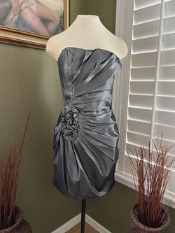 Cinderella Divine Silver Size 4 Military Strapless A-line Dress on Queenly