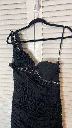 Style R9487 Riva Designs Black Size 10 Tulle 50 Off One Shoulder Ruffles Floor Length Mermaid Dress on Queenly