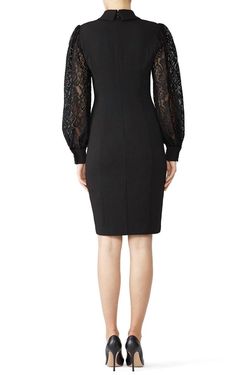 Style 1-1843936300-1498-1 BADGLEY MISCHKA Black Size 4 High Neck Lace Cocktail Dress on Queenly