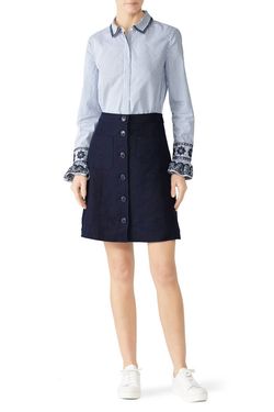Style 1-2709977557-649-1 TORY BURCH Blue Size 2 Pockets Mini Cocktail Dress on Queenly