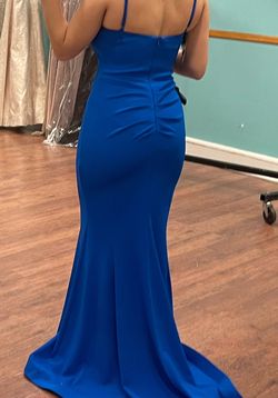 Camille La Vie Blue Size 6 Swoop Prom Jersey Straight Dress on Queenly