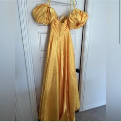 Johnathan Kayne Yellow Size 4 Military Black Tie Straight Dress on Queenly