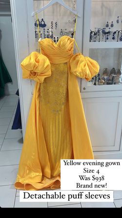 Johnathan Kayne Yellow Size 4 Black Tie Pageant Floor Length Straight Dress on Queenly