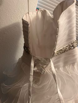 Mori Lee White Size 2 Satin Medium Height 50 Off Ball gown on Queenly