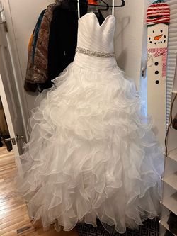 Mori Lee White Size 2 Cotillion Ruffles Ball gown on Queenly