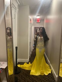 Tania casini Yellow Size 4 Prom Sleeves Free Shipping Ball gown on Queenly