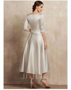 JJs House White Size 12 Plus Size Tea Length A-line Dress on Queenly