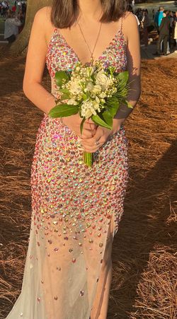 Jovani Multicolor Size 0 Prom Floor Length Side slit Dress on Queenly