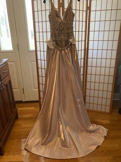 Rachel Allan Pink Size 2 Jewelled Jersey Fully Beaded Floor Length Jumpsuit Dress on Queenly