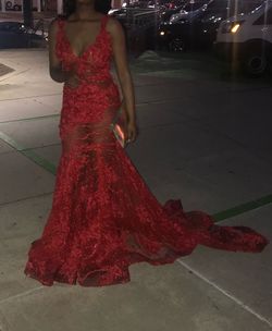 Custom made Red Size 8 Prom Custom Floor Length Train Dress on Queenly