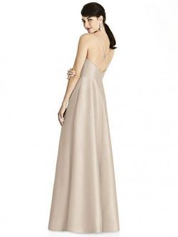 Alfred Sung Nude Size 0 Military Floor Length Spaghetti Strap Pockets A-line Dress on Queenly