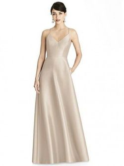 Alfred Sung Nude Size 0 Pockets Floor Length Bridgerton A-line Dress on Queenly