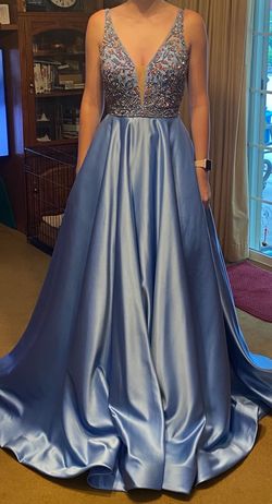 Style 54363 Sherri Hill Blue Size 0 Pageant Floor Length 54363 A-line Dress on Queenly