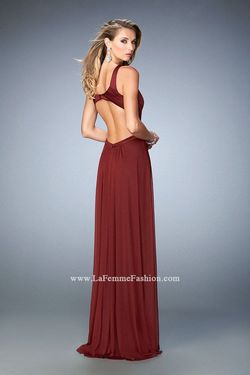 La Femme Red Size 4 Jersey Floor Length High Neck A-line Dress on Queenly
