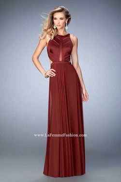 La Femme Red Size 4 High Neck Floor Length A-line Dress on Queenly