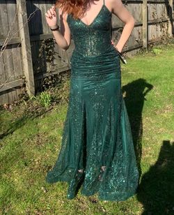 Cinderella Divine Green Size 6 Medium Height Military Square Mermaid Dress on Queenly