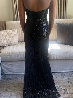Style 22726 Christina Wu Black Size 4 Jersey Strapless Mermaid Dress on Queenly