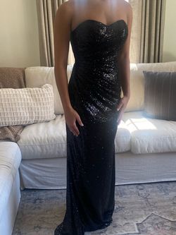 Style 22726 Christina Wu Black Size 4 Jersey Strapless Mermaid Dress on Queenly