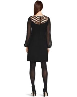 White House Black Market Black Size 2 Long Sleeve Straight Keyhole Cocktail Dress on Queenly