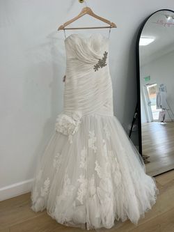 Enzoani White Size 8 50 Off Tulle Floor Length Mermaid Dress on Queenly