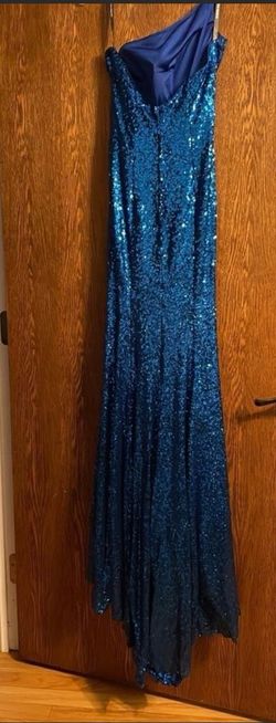 Sherri Hill Blue Size 00 One Shoulder Backless Jersey Mermaid Dress on Queenly