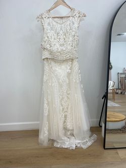 Sottero and midgley White Size 6 Jersey 50 Off 70 Off Embroidery Straight Dress on Queenly