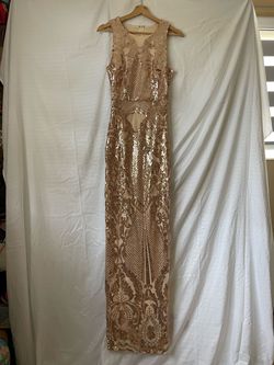 Windsor Nude Size 8 Sequined Floor Length Prom Side slit Dress on Queenly