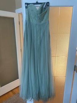 Jenny Yoo Green Size 4 Tall Height Jersey 50 Off Wedding Guest Strapless A-line Dress on Queenly