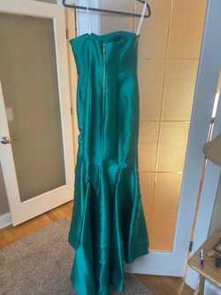 Sherri Hill Green Size 6 Prom Train Military Strapless Mermaid Dress on Queenly