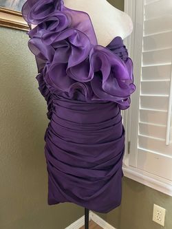 Cinderella Divine Purple Size 28 Plus Size Mini One Shoulder Cocktail Dress on Queenly