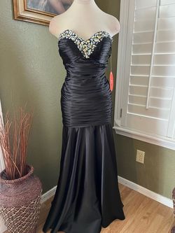 Cinderella Divine Black Size 0 Jersey Strapless Silk Floor Length A-line Dress on Queenly
