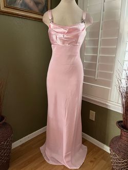 Cinderella Divine Pink Size 0 Silk Plunge Floor Length A-line Dress on Queenly