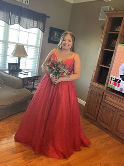 Sherri Hill Red Size 16 Pageant Floor Length Jersey Ball gown on Queenly