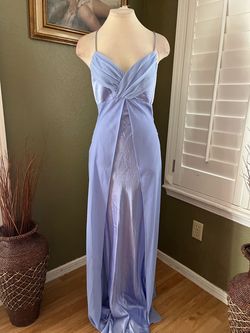 Cinderella Divine Blue Size 0 Floor Length Plunge A-line Dress on Queenly