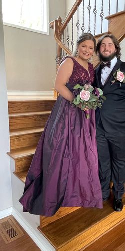 MoriLee Purple Size 16 Prom Plus Size Ball gown on Queenly