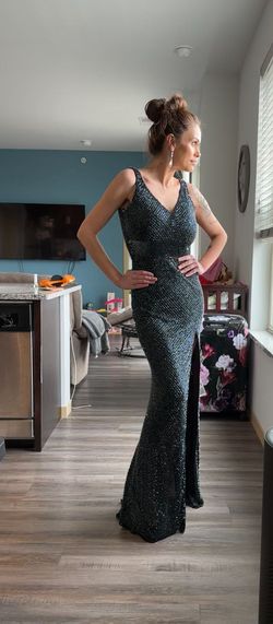 Ashley Lauren Black Size 4 Jersey Nightclub Floor Length Mermaid Dress on Queenly