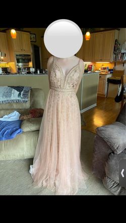 Cinderella Divine Pink Size 6 Prom Plunge Black Tie Floor Length A-line Dress on Queenly