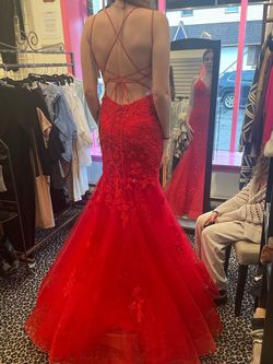 Amarra Red Size 4 Floor Length Prom Ball gown on Queenly