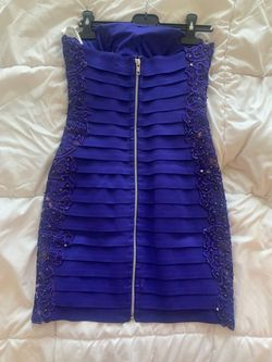 Sherri Hill Blue Size 0 Jersey Mini Cocktail Dress on Queenly