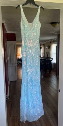 B. Darlin Blue Size 4 Swoop Prom Floor Length Mermaid Dress on Queenly
