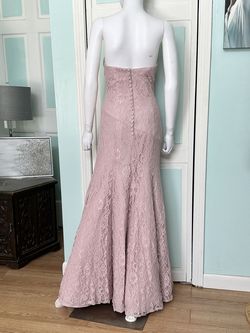 Style 536 Alfred Angelo Pink Size 4 Floor Length Lace 50 Off Strapless Mermaid Dress on Queenly