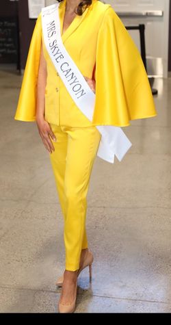 Custom Yellow Size 4 Floor Length Blazer 50 Off Jumpsuit Dress on Queenly