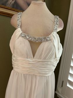 Anne lee White Size 16 Plus Size Plunge A-line Dress on Queenly